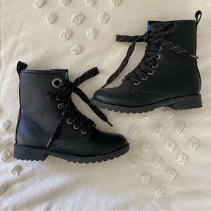 Girls black combat boots